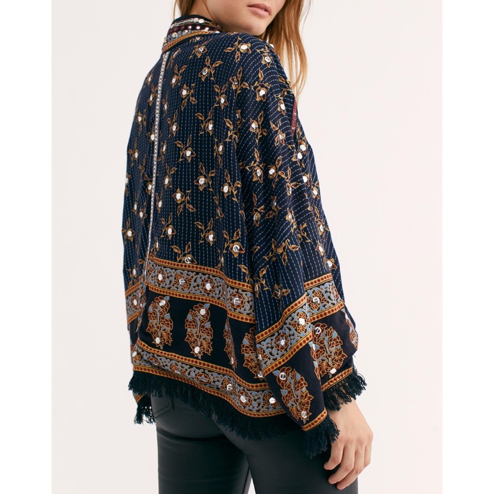 Free People Rays Of Light Blue Embellished Jacket - Picture 3 of 7